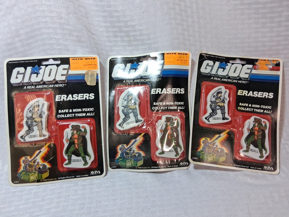 Vintage 1986 GI Joe 2 Pk Eraser Set Hasbro Qty 3