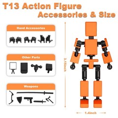 4PCS Mini Titan T-13 Action Figures Set, Assembly Completed Luck Dummy Robot 13
