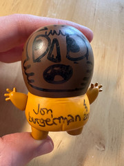 Jon Burgerman Kidrobot Signed! Vinyl Autographed! Hand drawn art on back!