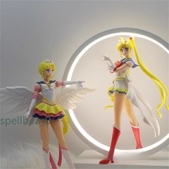 Sailor Moon PVC Figure Statue + Round LED Light Up Stand Night Lamp Xmas Gift BN