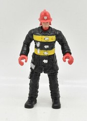 Fire Squad Fireman W/ Red Helmet Yellow Stripes Loose 4″ Action Figure Chap Mei
