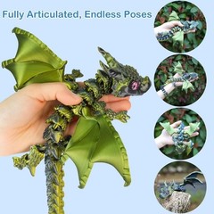 3D Printed Crystal Dragon Flexible Articulated Dragon Fidget Toys Desktop Decor