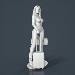 Unpainted resin figurine. Beautiful woman girl with bags 1:18 1:24 1:32 1/43