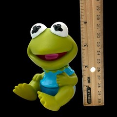 1984 Baby Kermit Frog Muppet Babies 4” Soft Vinyl Figure Head Turns Hasbro Vtg