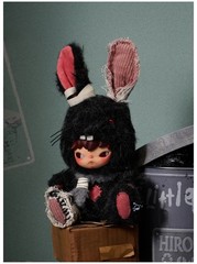 POP MART Hirono Little Hare Plush Doll Pendant Figure Black Bunny Doll Authentic