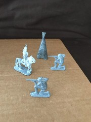 Unpainted Lot Of 28 Lead Figures-Knights-Indians-Tee Pee-Calvary-WWI Solders