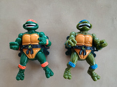 1991 TMNT Talking Michelangelo & Leonardo with Quip Strips – Working