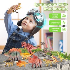Dinosaur Toys for Kids 3-5,45PCS Realistic Jurassic Dinosaurs Figures with Eg…