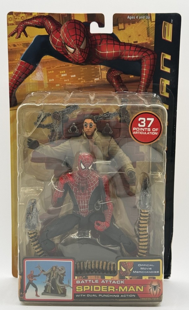 2004 Toybiz Spider-Man 2 & Doc Ock Movie Battle Attack W/ Dual Punching Action
