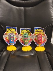 SET LOT 3 Hasbro Loud Mouth 8.5″ Action Figure Big Bang Sound Red Purple, Green