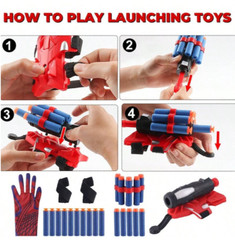Spider Gloves Web Shooter Toy For Kids (15 Darts), Kids Plastic Cosplay Launcher