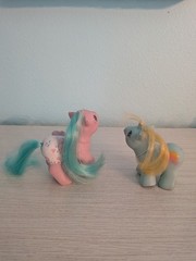 My Little Pony G1 PAIR-Vintage Baby Dots N Hearts and RARE Baby Shovels