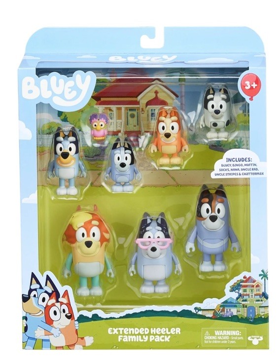 Bluey Extended Heeler Family Figure 8-pack, 2.5-3 inch Action Figures, Ages 3+