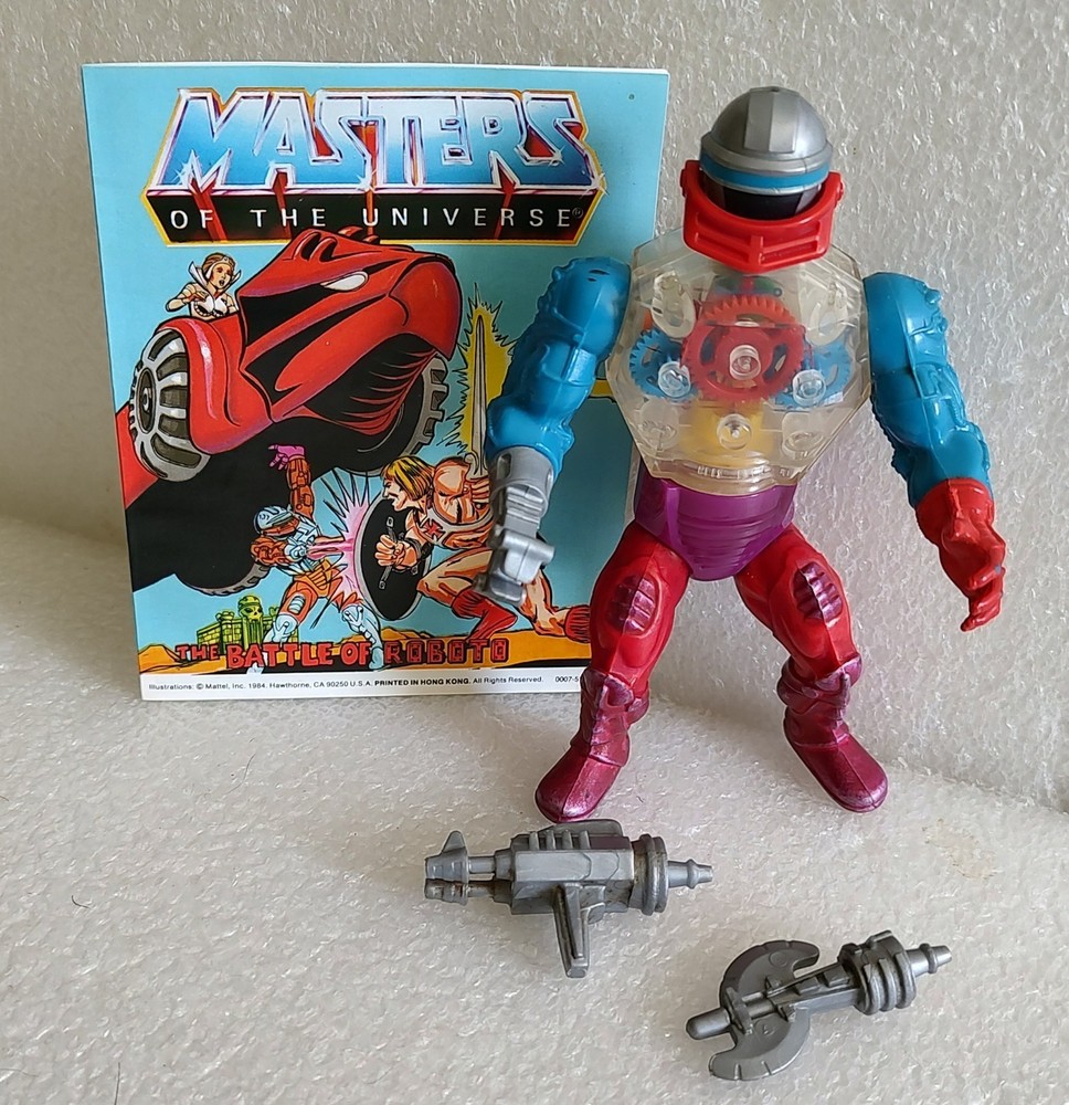 VINTAGE 1984 MOTU MASTERS OF THE UNIVERSE HE-MAN ROBOTO 100% w/COMIC