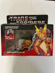 Vintage G1 Rodimus Prime Transformers w/ Box, Trailer & Blaster (1986)