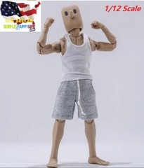 1/12 male classic white vest & gray shorts for 6″ figure Nota Mezco MixMax ❶USA❶