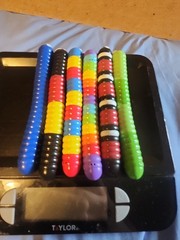 Lot of 6 Slither IO Plastic Bendable Worm 2016 Figures Bonkers: rainbow, green!