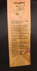 Pokemon Vintage 1999 Burger King Paper Kids Meal Bag Nidoking