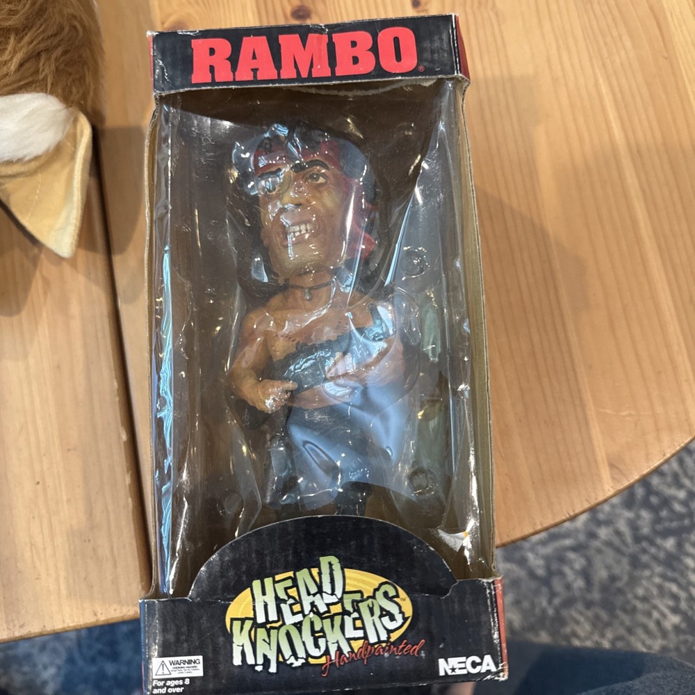 NECA HEAD KNOCKERS HANDPAINTED RAMBO BOBBLE HEAD FIGURE SYLVESTER STALLONE