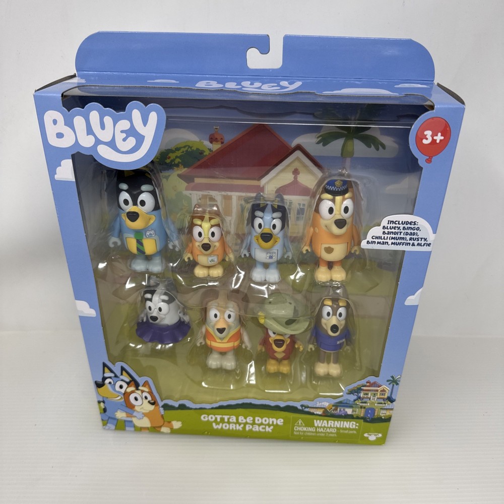 Bluey – Gotta Be Done Work Pack – 8 Figures Factory Sealed Box