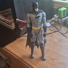 Batman Action Figure Plastic Gray/Black/Yellow w/ Cape 11 in