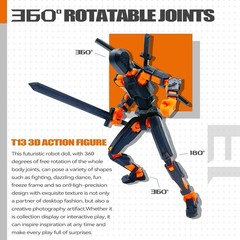 Assembly Completed T13 Action Figure, Black and Orange 3D Printed Collectible