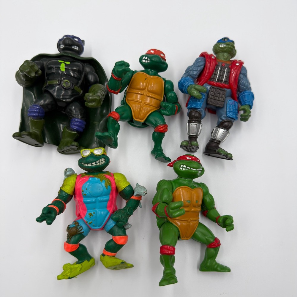 Vintage TMNT Action Figure Lot Playmates Dark Turtle Samurai Leo Sewer Swim Raph