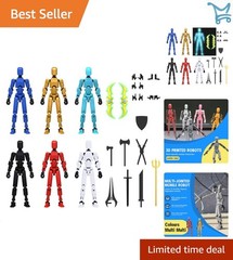 6 Pack Action Figures Plastic 3D Printed Multi-Jointed Poseable Toys for Play…