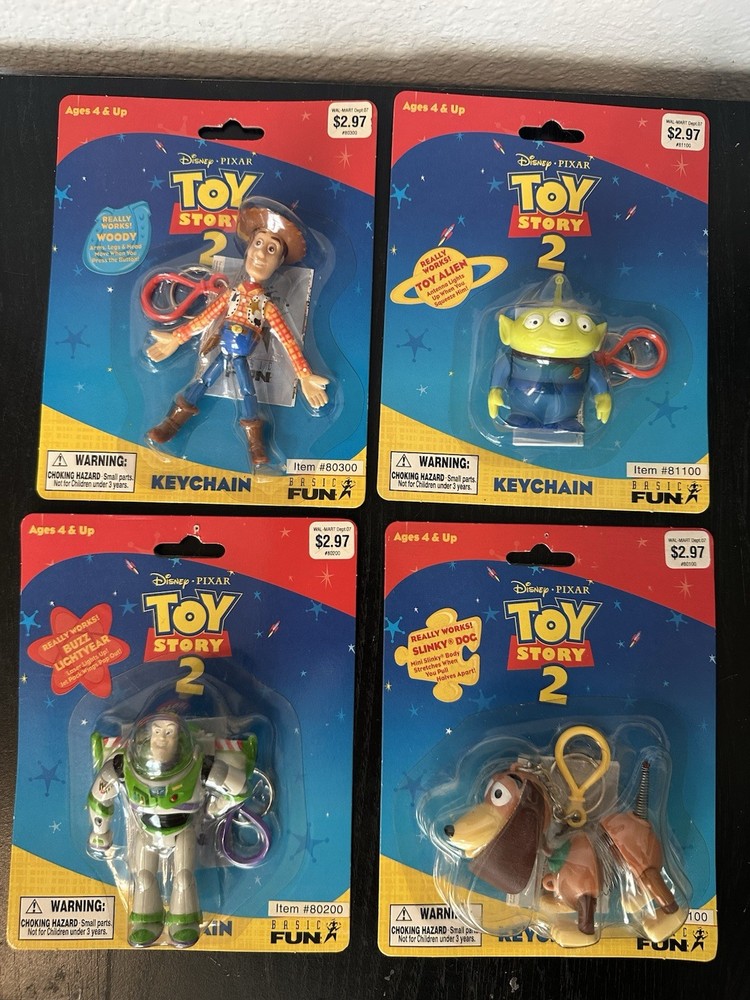 RARE: Complete Set Lot Of 4: Toy Story 2 Disney Pixar Keychain Figures