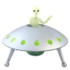 Alien Glow-in-The-Dark UFO Space Ship and Bendable Action Figure Toy