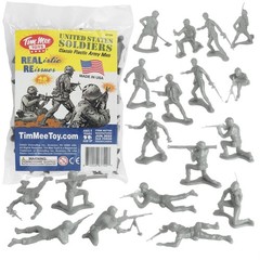 TimMee Plastic Army Men – Gray 48pc Toy Soldier Figures – Made in USA