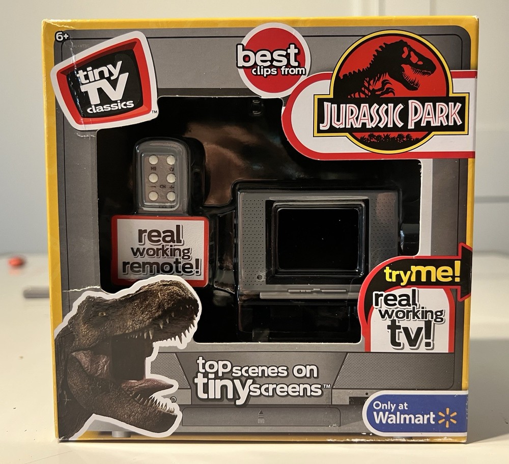 Tiny TV Classics Collectible TV with Real Working Remote (Jurassic Park) READ