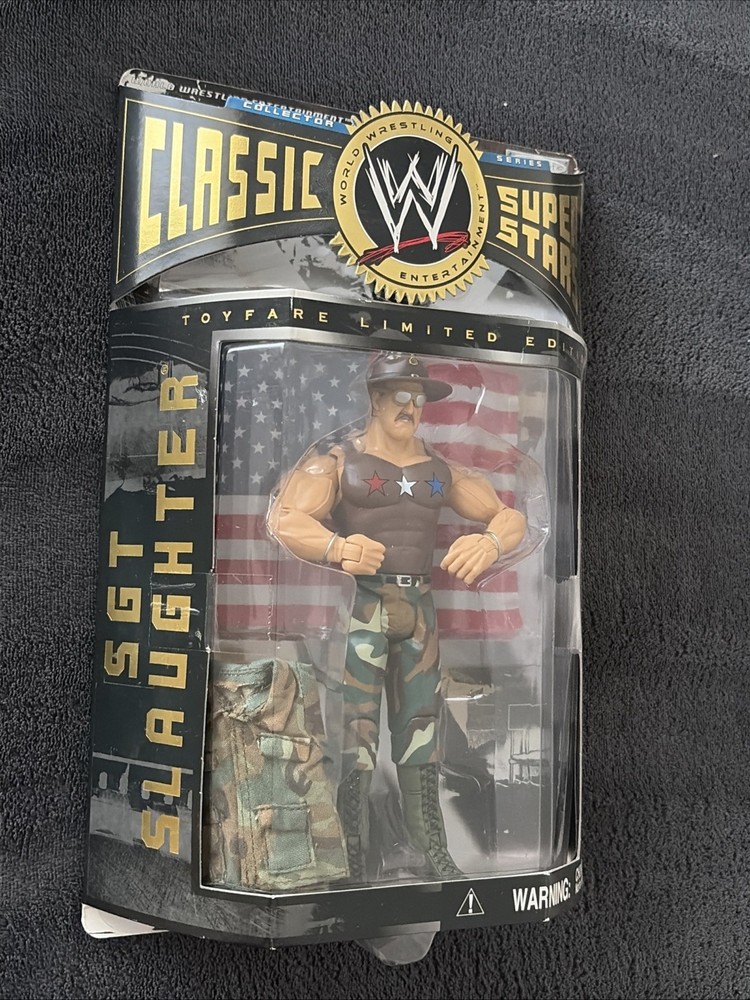 WWE WWF Jakks Classic Superstars Sgt Slaughter Toyfare Ex GI Joe USA Figure