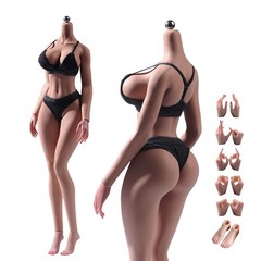 US 1/6 Female Suntan Large Bust Flexible Seamless Body W/Details For 12” Figure