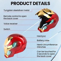 Iron Man Mk50 Friday Helmet Autoking 1/1 Wearable Helmet Cosplay LED Gift