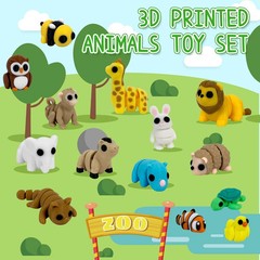 50pcs 3D Printed Articulated & Static Mini Animal Figures – Flexible & Decorativ