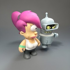 Kidrobot Futurama Series 1 Bender 1/16 + Kidrobot Futurama Mini Series 1 – Leela