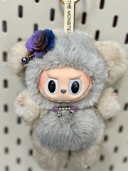 NEW Custom Made MONSTERS Soft Cream & Gray PANDA BEAR Plush Pendant Doll