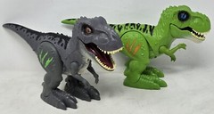 Robo Alive Attacking T-Rex Dinosaur Battery-Powered Robotic Toy LOT OF 2 Green