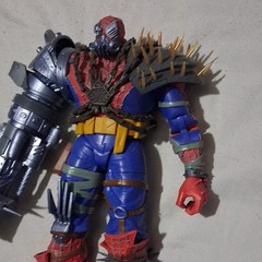 Blue Red Gray Yellow Action Figure w/ Large Gray Cannon Mechanical Arm Plastic
