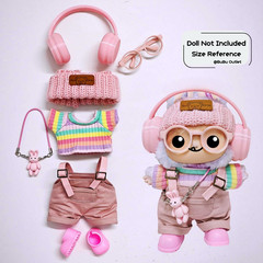 Handmade 15/17cm Doll Clothes Size Fits for LABUBU Pink 7 in 1 Clothing Set