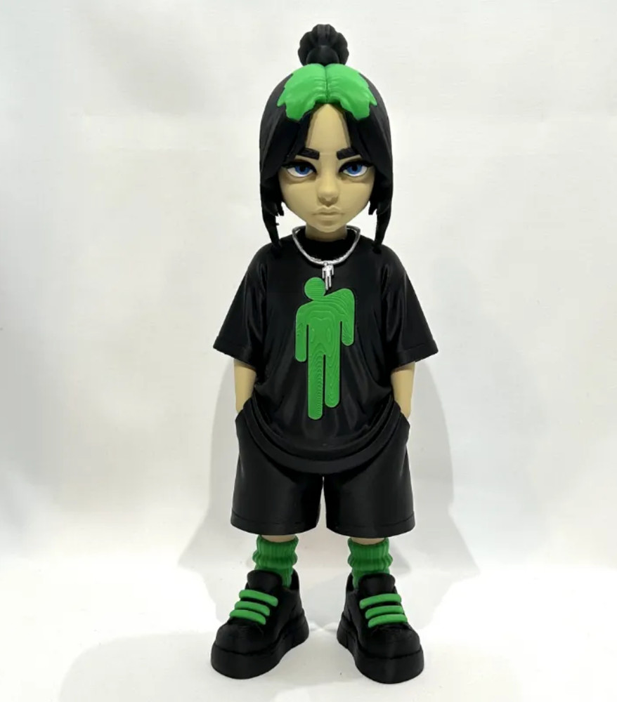 Billie Eilish Vinyl Figure Doll Bad Guy Green Hair Action Figure Collectible 12”