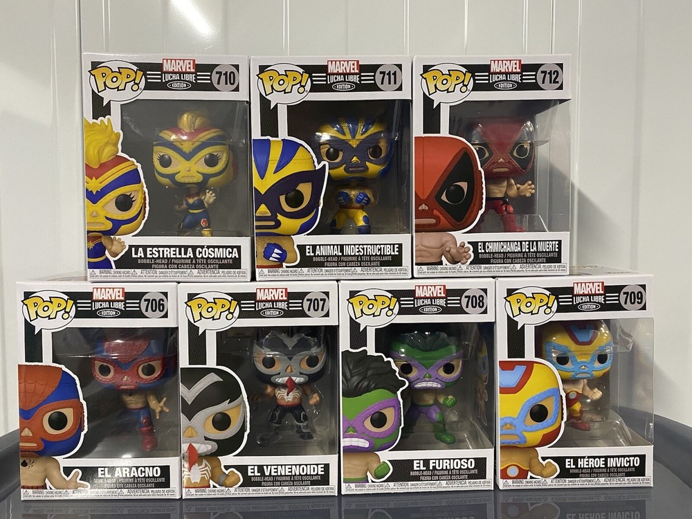 Marvel Lucha Libre Funko Pop! Vinyl #6-#12 FULL SET of 7 + Pop Protectors