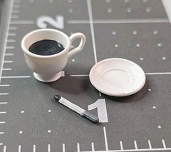 NECA custom fodder Black & White Vincent Price Figure COFFEE CUP & CIGARET