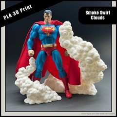 Smoke Swirl Cloud Effects Set of 2 | 3D Printed | Action Figure Prop Accessory