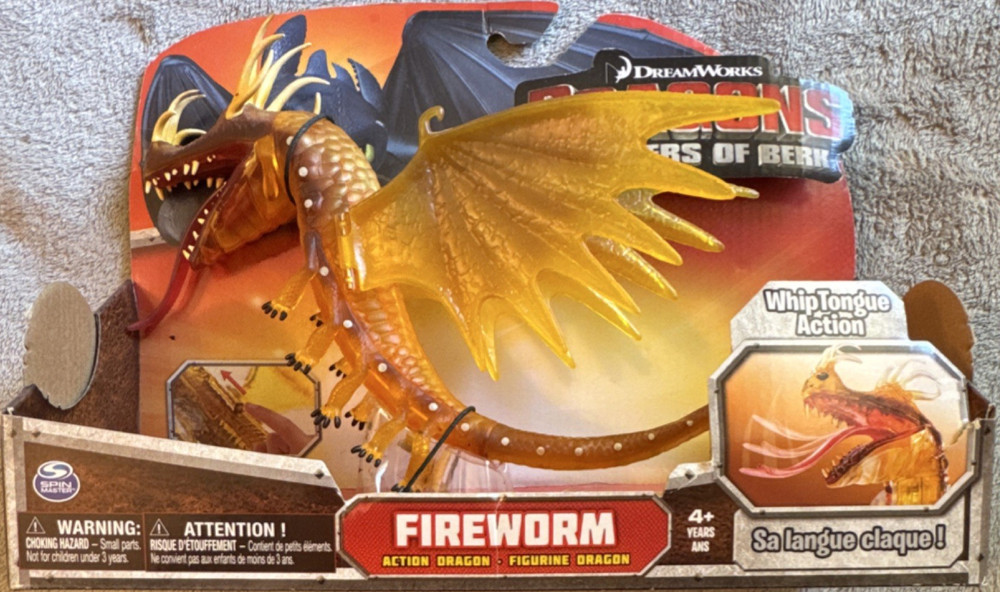 Spin Master Fireworm Dragon Action Figure Defenders of Berk Light Up Whip Tongue