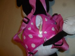 DISNEY MINNIE MOUSE PLUSH DOLL BACKPACK 19″ DARK PINK WHITE POLKA DOT DRESS KID
