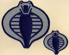 GI Joe Cobra Commander Navy Blue & Silver 6″ & 3″ Embroidered Patch Set [2]