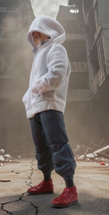 BW-YJ-JKT-WHT: 1/12 white zipper hoodie for Bandai SHF Yuji Action Figure