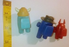 Among Us Figure Lot of 3 Innersloth LLC Cyan Viking Blue Fedorahat Red Devil